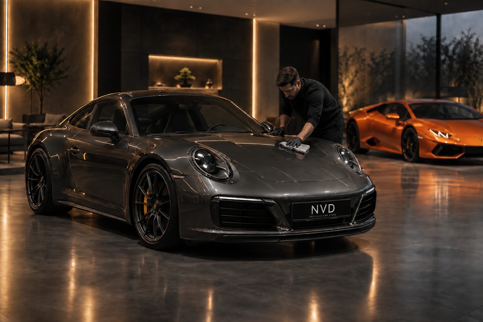 Detailing van een Porsche 911 in de NVD-showroom